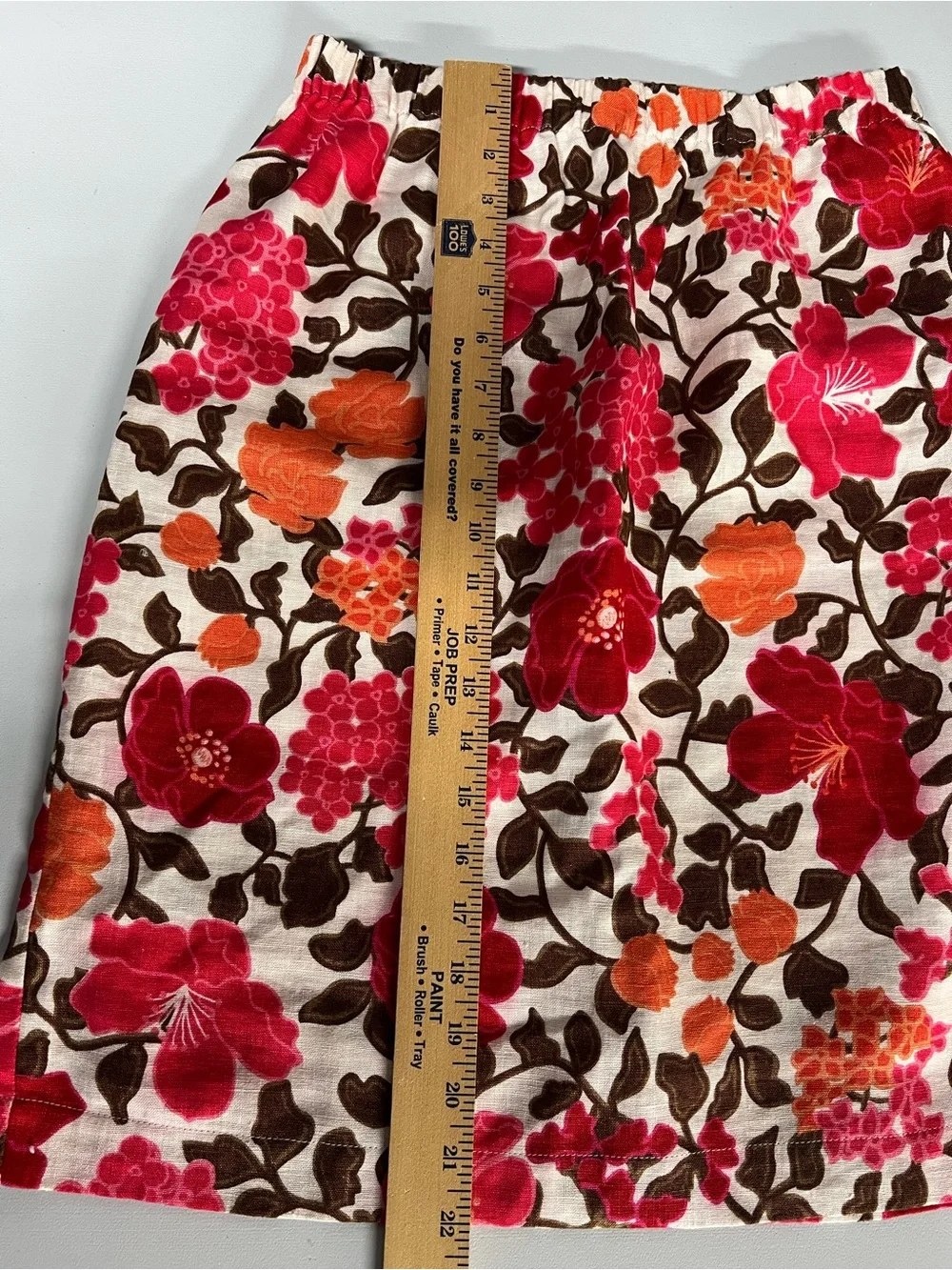 Studio Works 100% Linen Bold Floral Midi Skirt Womens Small